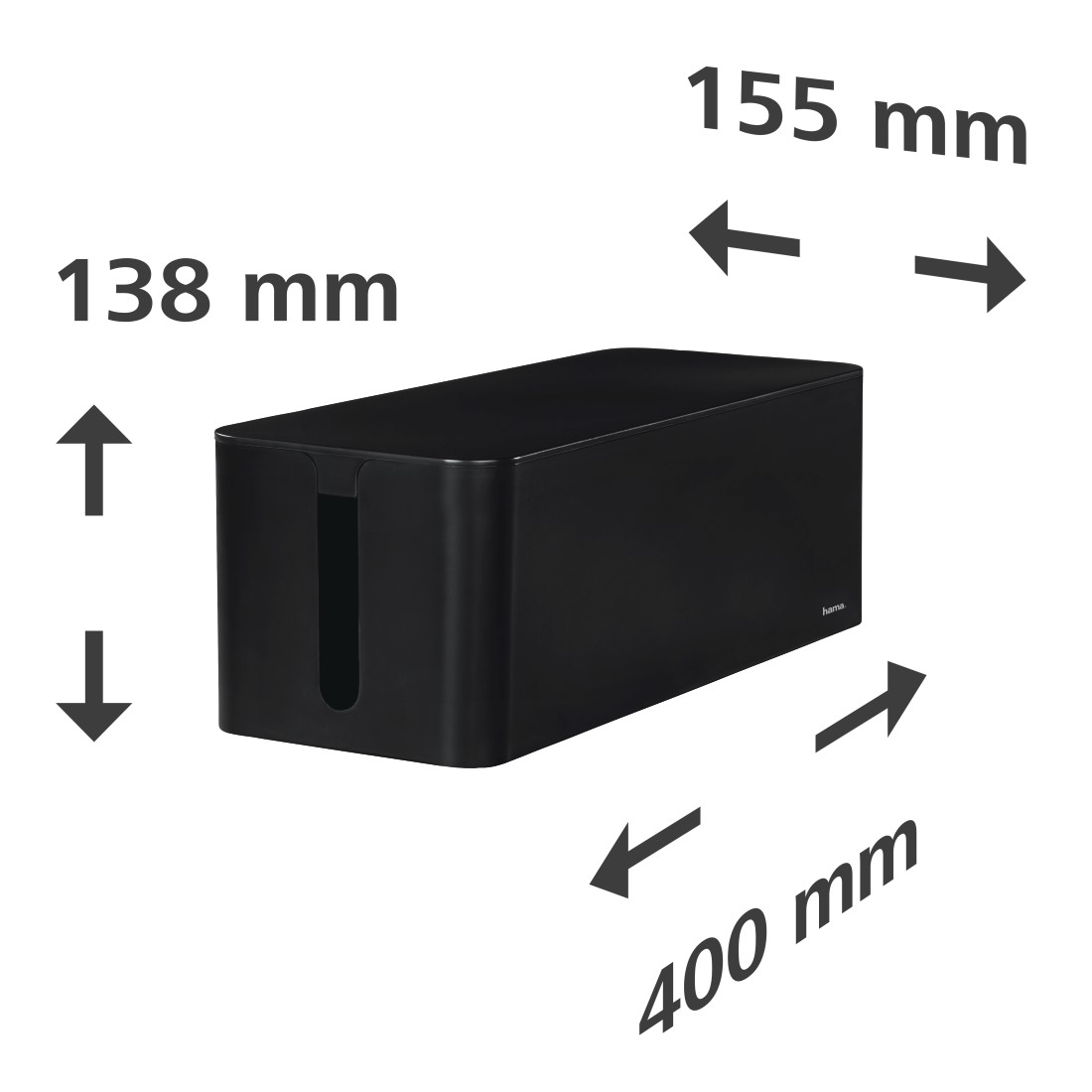 Hama Maxi cable box black 15.6 x 40 x 13 cm W x D x H with rubber feet 